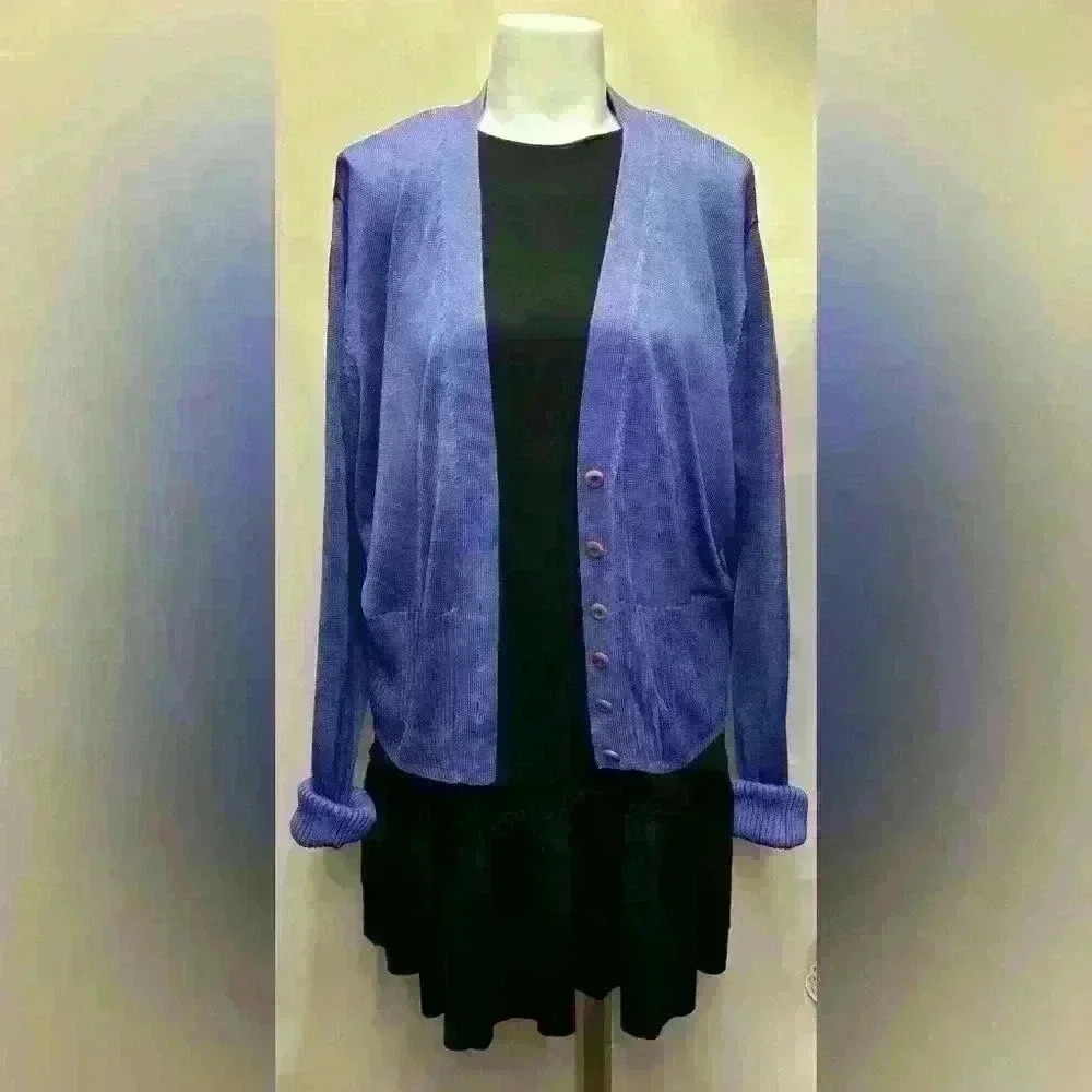 Carlisle Vintage Purple 100 % Silk Women's Ribbed Sweater Size X-Large
